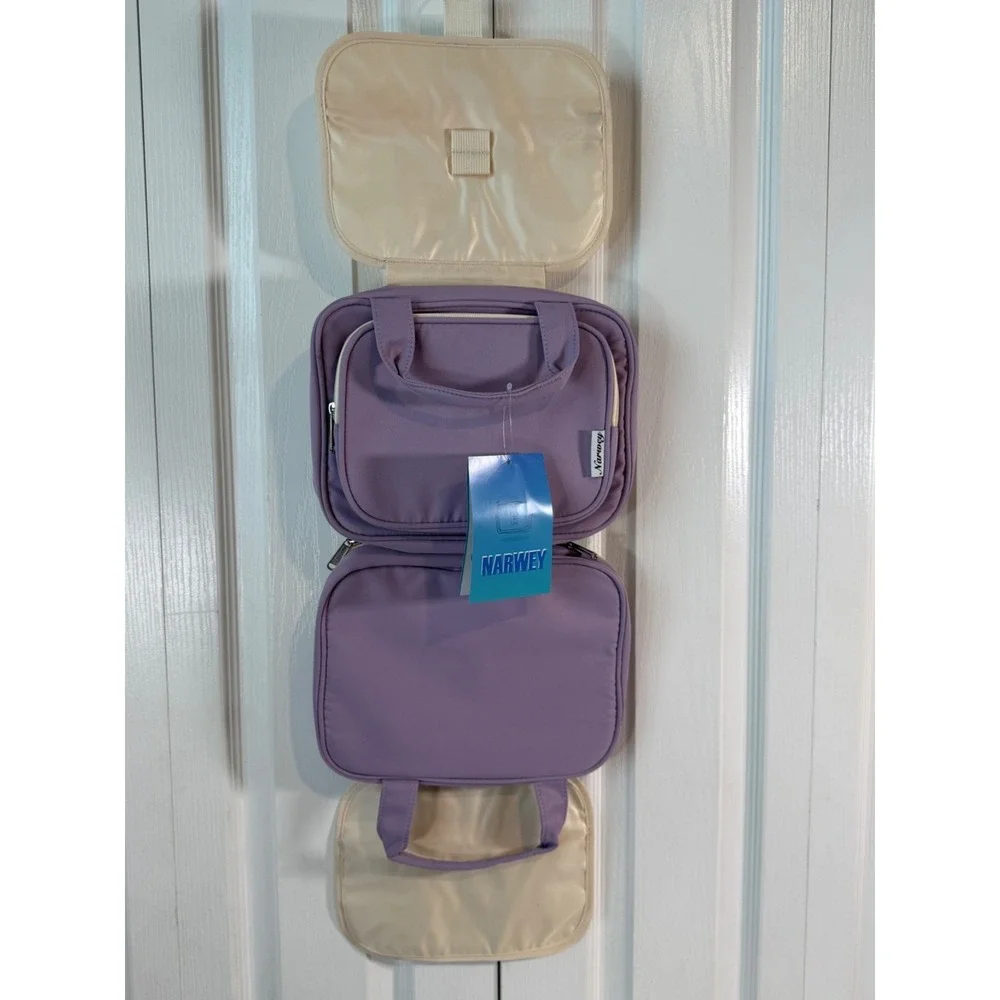 Narwey Hanging Travel Toiletry Bag Purple – Cosmetic Makeup Organizer Case NWT